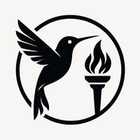 The Pattern Is Real logo: a hummingbird and a torch in a circle